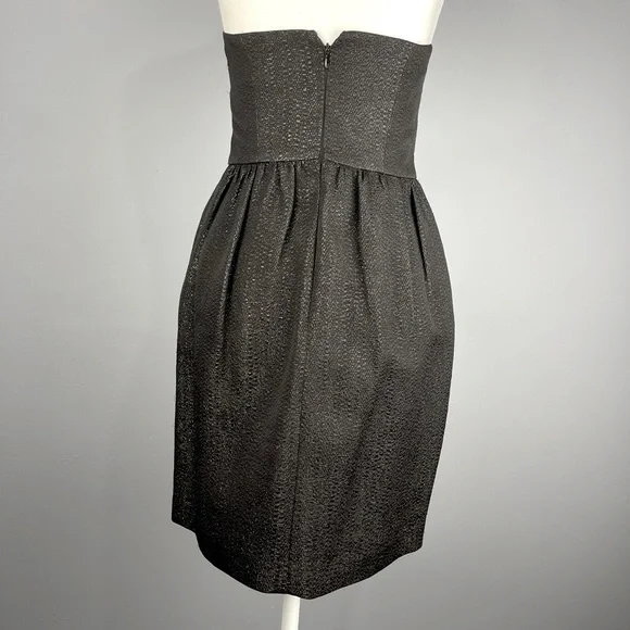 MILLY of New York Black Strapless Dress Size 2 shimmering with metallic thread - Picture 3 of 8